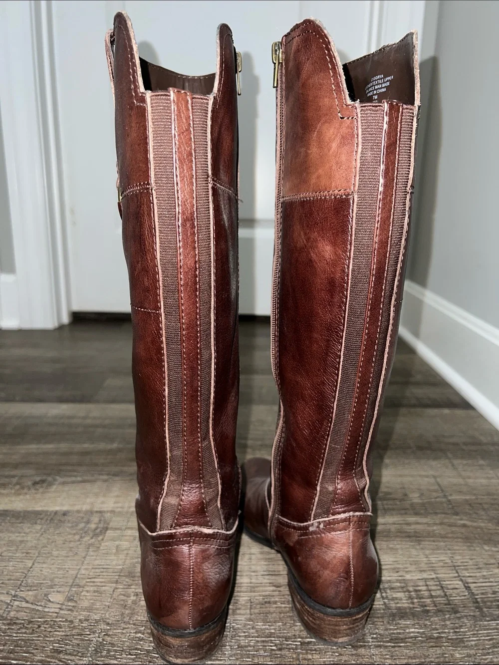 Crown Vintage Brown Leather Over-the-Knee Zip Riding Boots